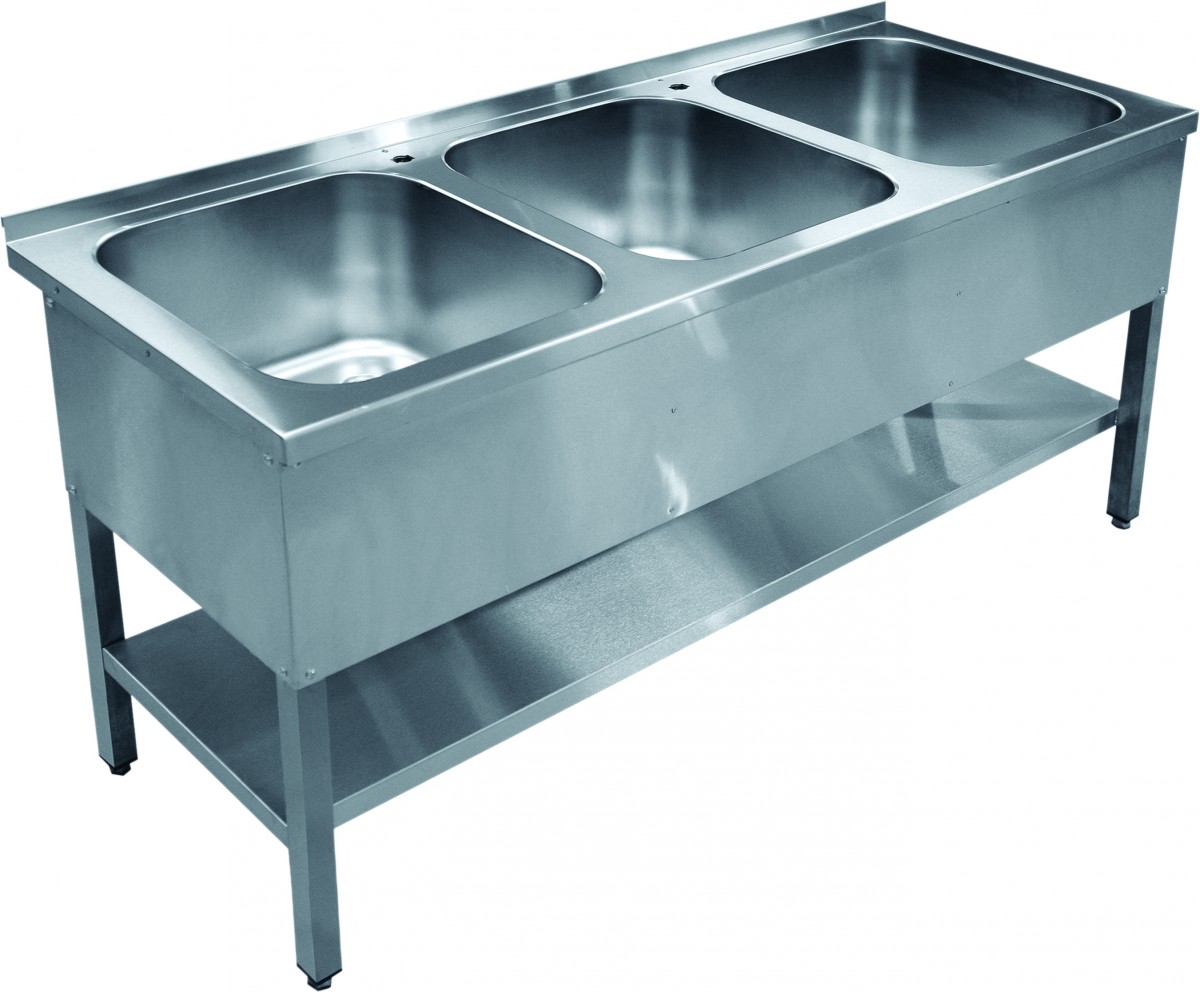 Цельнотянутая ванна ВМП-7-3-6РН предназначена для мойки посуды на предприятии общественного питания.