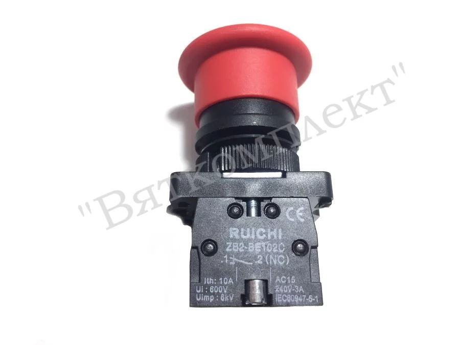 Кнопка "СТОП" грибок, без фиксации NP2-EC42 для ТММ-140