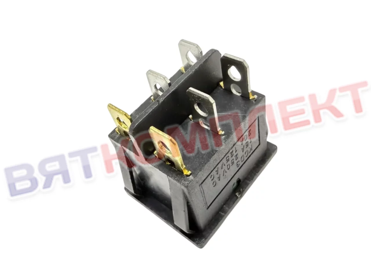 Двойной выключатель клавишный KCD3 ON-OFF с подсветкой красный/зеленый  250В 15А (6с) 