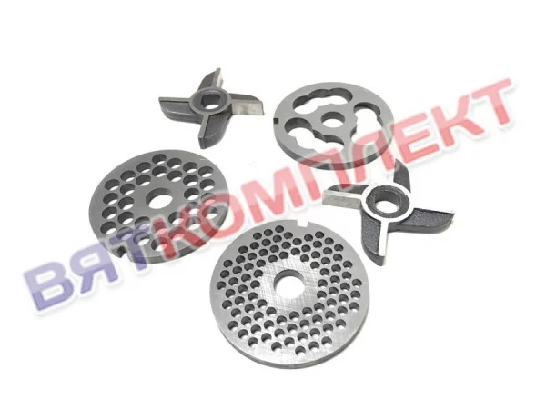 Набор (комплект) решеток и ножей для мясорубки МИМ-300(М;350), ММ(УКМ), МЭП-300(Н;Н-01) БЕЗ БУРТА