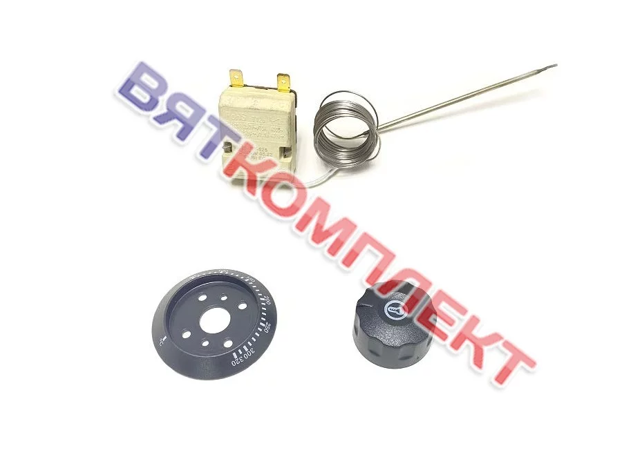 Термостат (терморегулятор) капиллярный 50-320 градусов 20A/250V/2,2м/23мм для ШЖЭ, ЭСК, ПКА Abat