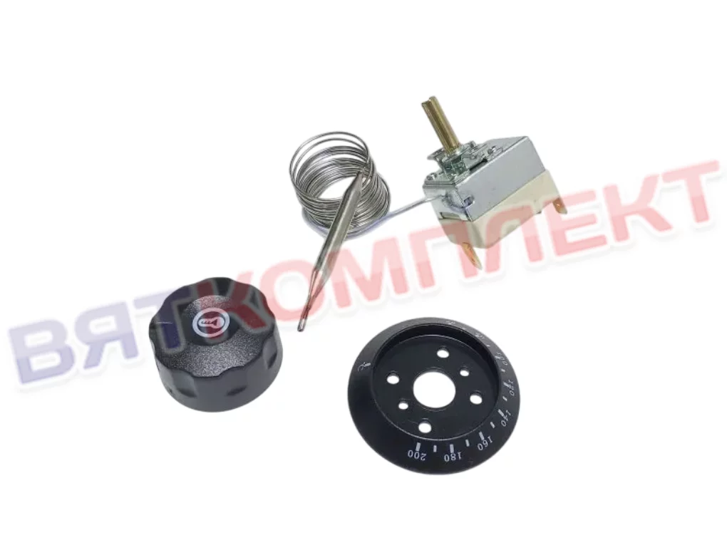 Термостат (терморегулятор) капиллярный 50-200°C 1,6м.16А с ручкой для фритюра Abat ЭФК