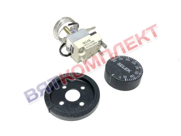 Термостат (терморегулятор) капиллярный 50-400 °С градусов WZA-400E для пицца печей с ручкой 16А 1000мм
