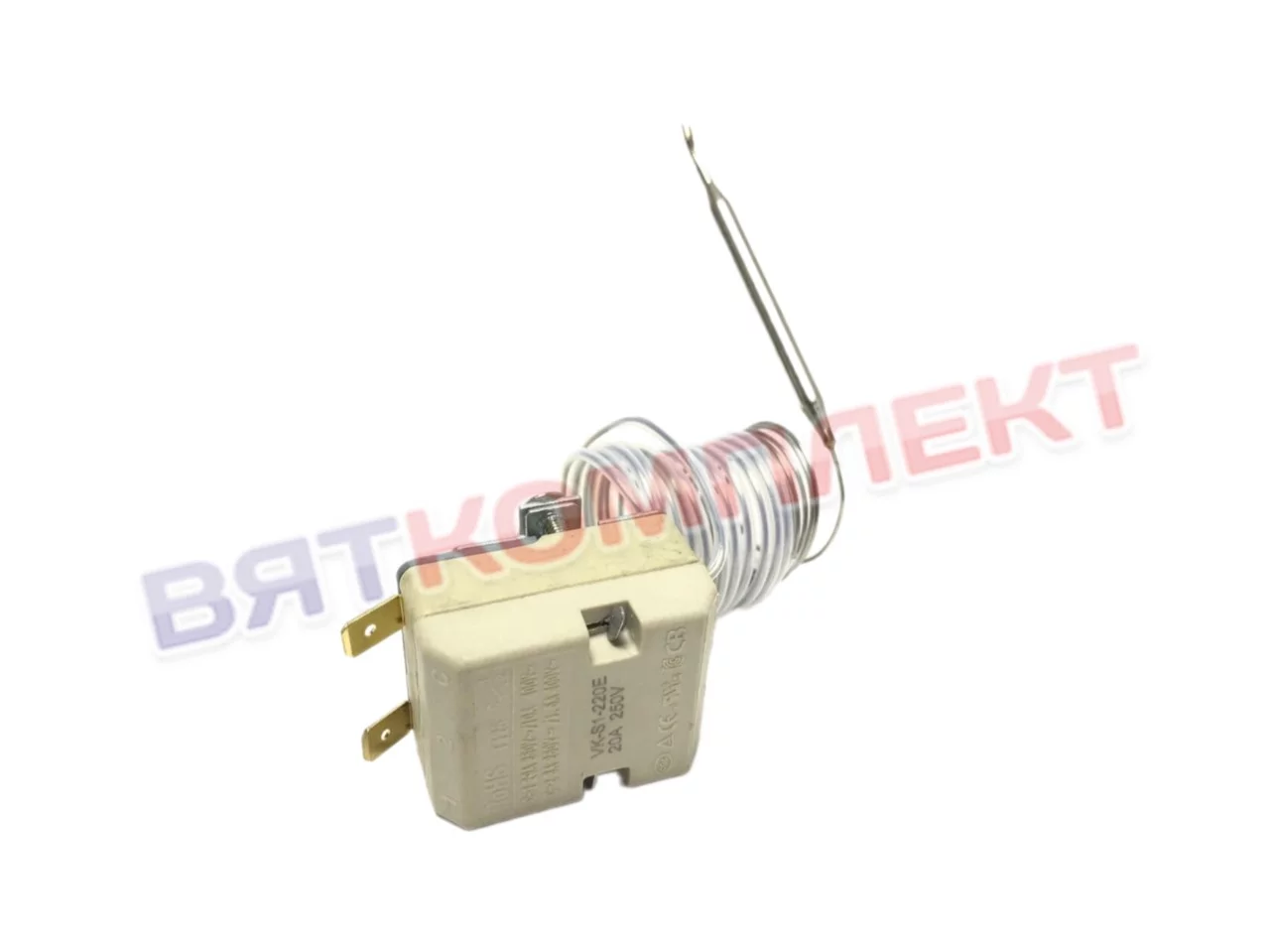 Термостат защитный (аварийный) 220 градусов 20А/250V/1,8m/F6,3/S220°С (аналог 55.13549.140)