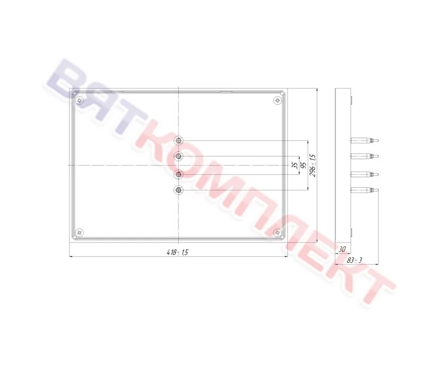 Конфорка КЭТ-0,12/3,0 кВт (418х296 мм.) на ТЭНах универсальная
