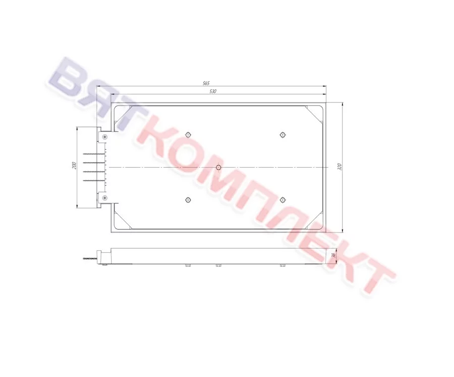 Конфорка КЭС-0,17/4,0 кВт 530х320 мм
для ПЭ-0,51