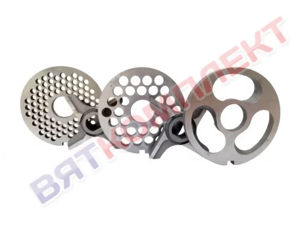 Ножи и решетки (комплект) для мясорубки МИМ-300(М;350), МЭП (Н;Н-01), ММ УКМ (фрезерованные, инструментальная сталь) С БУРТОМ