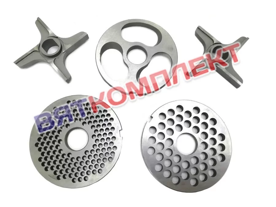 Ножи и решетки (комплект) для мясорубки МИМ-600,МИМ-600М с буртом.Фрезерованные.инструментальная сталь