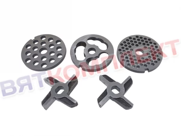 Набор (комплект) решеток и ножей для мясорубки МИМ-150(-01), ТМ-12(М) БЕЗ БУРТА