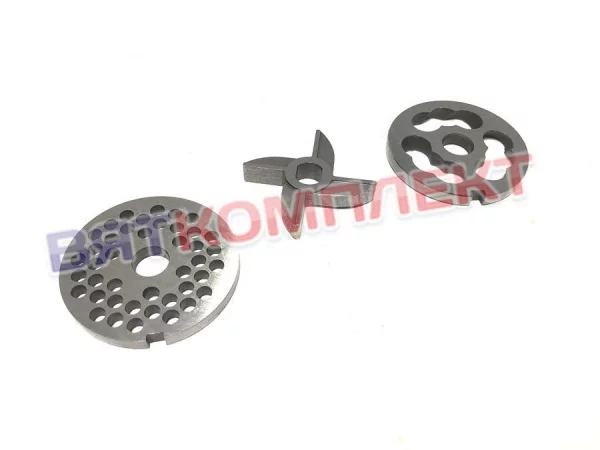 Ножи и решетки (комплект) для мясорубки МИМ-80(-01),М-50С,ММП,М-80 (с добавлением хрома, для мелкого измельчения) без бурта