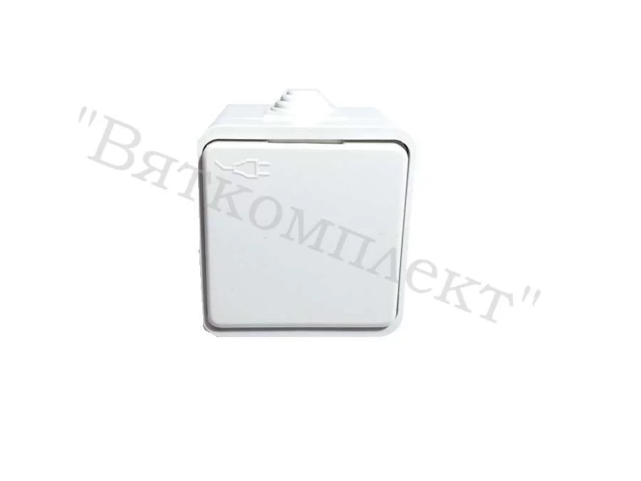 Розетка 1ОП с крышкой, IP44, 16А, 220В, белый (Клио К2229) для СХС Abat 