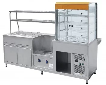 Прилавок-витрина холодильный мармитный ПВХМ-70КМУ цвет "красное золото" Абат (Abat)