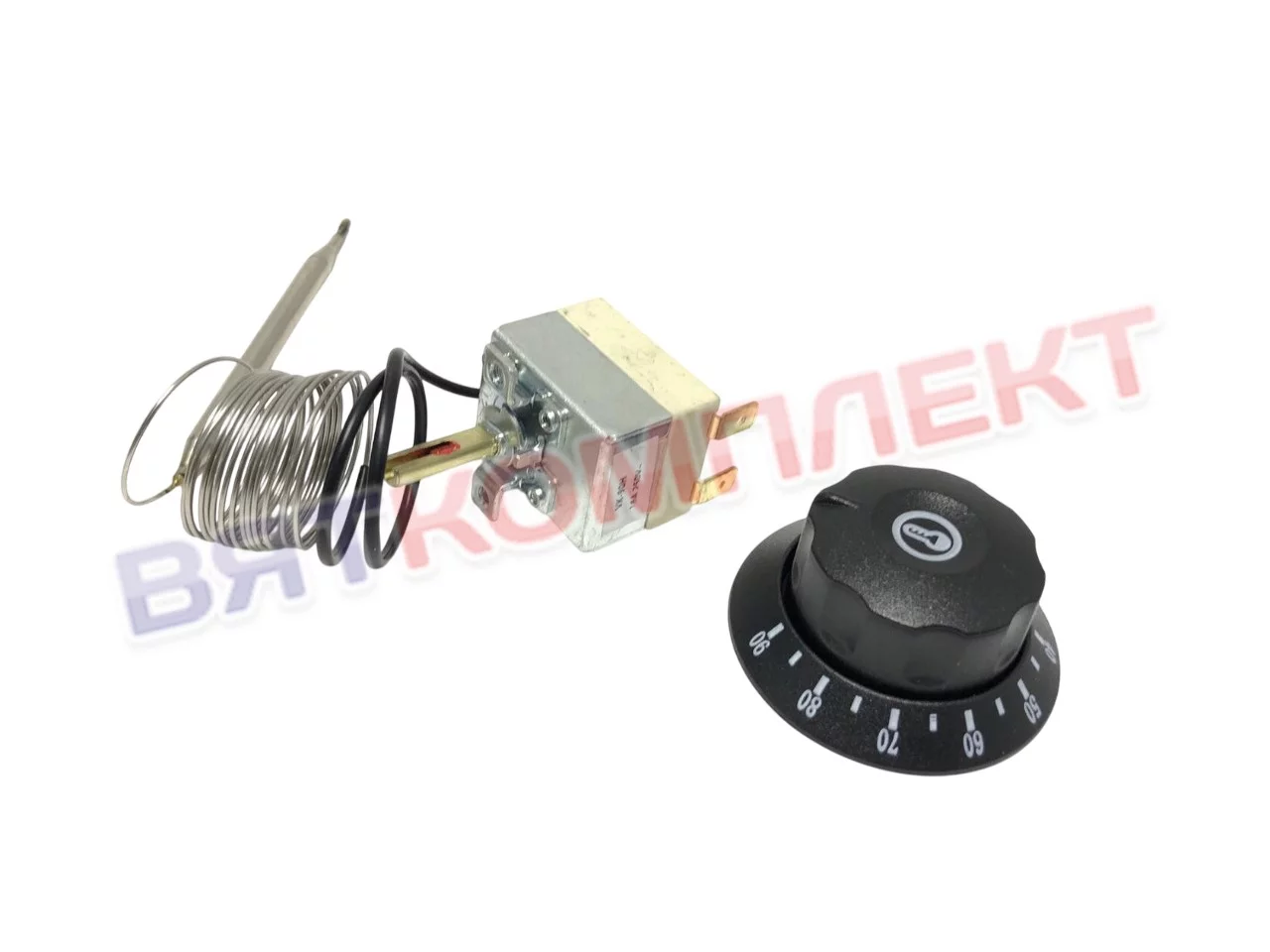 Терморегулятор (термостат) капиллярный 30-90°C градусов 16А 1,6м с ручкой