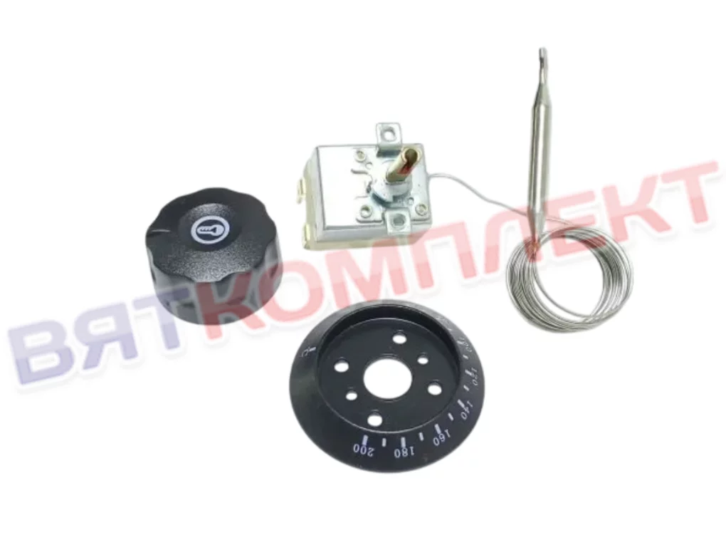 Термостат (терморегулятор) капиллярный 50-200°C 1,6м.16А с ручкой для фритюра Abat ЭФК