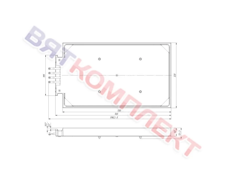 Конфорка КЭТ-0,17/4,0 кВт на ТЭНах 530х320х40 мм