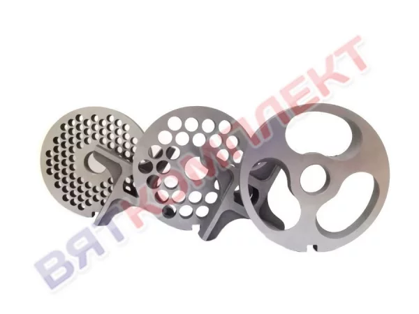 Ножи и решетки (комплект) для мясорубки МИМ-300(М;350), МЭП (Н;Н-01), ММ УКМ (фрезерованные, инструментальная сталь) БЕЗ БУРТА