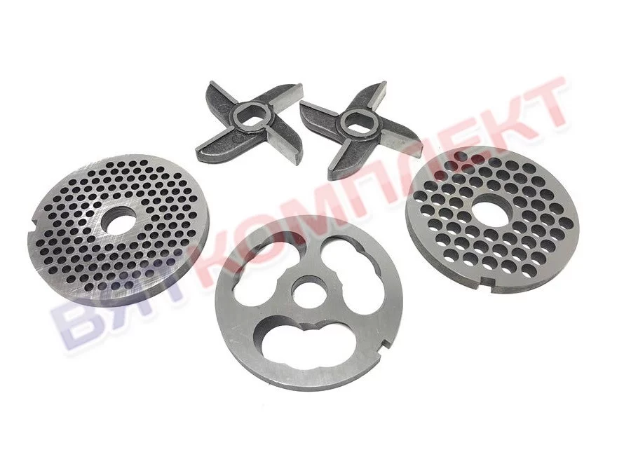 Набор (комплект) решеток и ножей для мясорубки МИМ-600(М),М-600 БЕЗ БУРТА