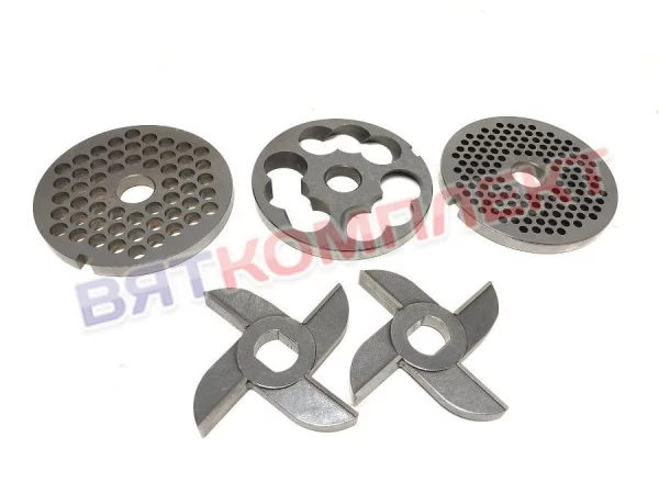 Набор (комплект) решеток и ножей для мясорубки МИМ-600(М),М-600 НЕРЖАВЕЮЩАЯ СТАЛЬ (без бурта)