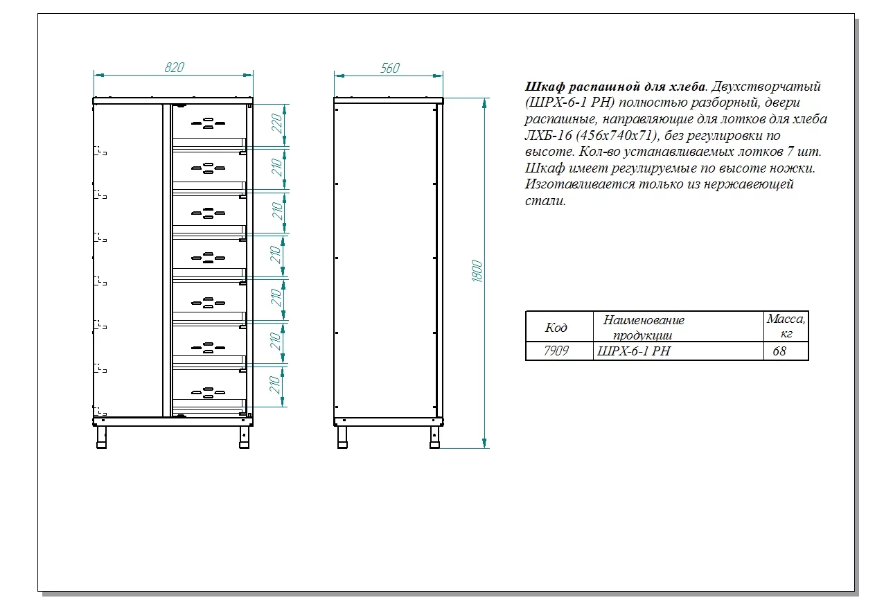 Шкаф распашной для хлеба ШРХ-6-1РН Абат (Abat)