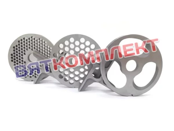 Набор (комплект) решеток и ножей для мясорубки МИМ-600(М),М-600 (фрезерованные, инструментальная сталь) БЕЗ БУРТА 