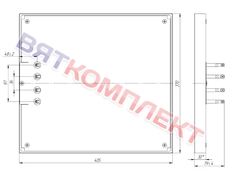 Конфорка КЭТ-0,15/3,5 кВт на ТЭНах  405*370 мм 