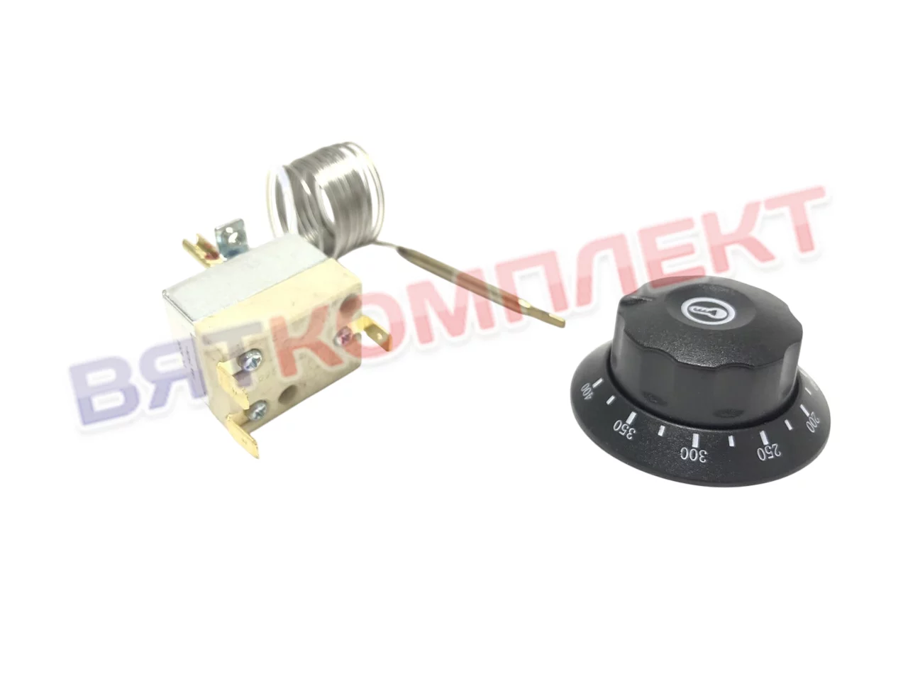 Терморегулятор ( термостат) капиллярный 50-400°C градусов для пицца печей 1600мм 16А с ручкой 