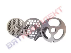 Ножи и решетки (комплект) для мясорубки МИМ-300(М;350), МЭП (Н;Н-01), ММ УКМ (фрезерованные, инструментальная сталь) БЕЗ БУРТА (набор)