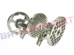 Набор (комплект) решеток и ножей для мясорубки МИМ-300(М;350), ММ(УКМ), МЭП-300(Н;Н-01) НЕРЖАВЕЮЩАЯ СТАЛЬ (без бурта)