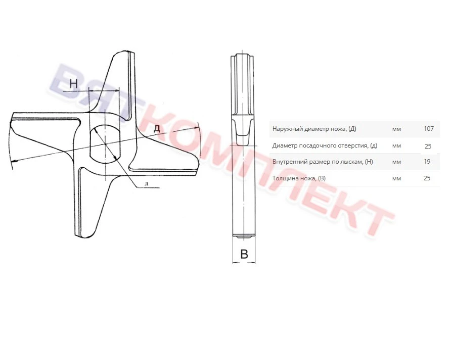 Nozh dvuhstoronnij dlya Volchkov D120_25 frezerovannyj_1