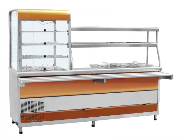 Прилавок-витрина холодильный мармитный ПВХМ-70КМУ цвет "красное золото" Абат (Abat)