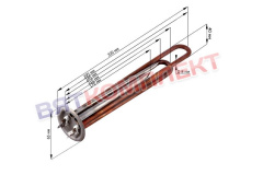 ТЭН водонагревателя Thermex 2000W, RF, медь+нерж, фланец 64мм, под анод М4, L310мм. Термекс (1300W+700W)