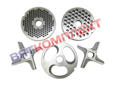 Набор (комплект) решеток и ножей для мясорубки МИМ-600(М),М-600 (фрезерованные, инструментальная сталь) БЕЗ БУРТА