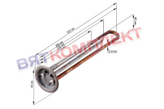 Тэн водонагревателя Thermex 1300W медный + нерж. сталь, фланец 64мм,под анод М4, L320мм Термекс