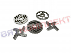 Набор (комплект) решеток и ножей для мясорубки МИМ-300(М;350), ММ(УКМ), МЭП-300(Н;Н-01) БЕЗ БУРТА