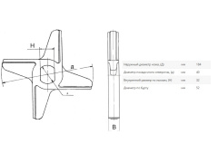 Нож двухсторонний ZD 200 40х32 мм для волчков с буртом фрезерованный