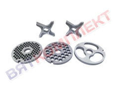 Ножи и решетки (комплект) для мясорубки МИМ-300(М;350), МЭП (Н;Н-01), ММ УКМ (фрезерованные, инструментальная сталь) БЕЗ БУРТА